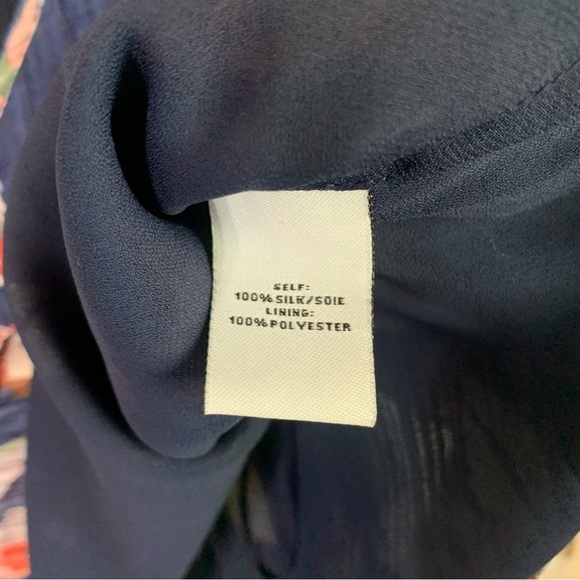 Tanya Taylor Navy Floral Cold-Shoulder Silk Blouse, size 2 - Picture 9 of 11